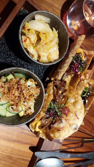 Grilled mushrooms in crispy dough at Leuchtendroter in Frankfurt