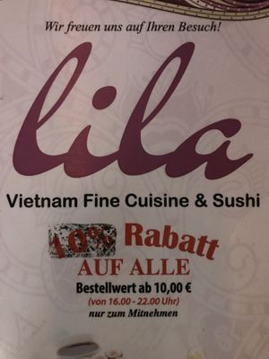 Menu at lila in Berlin