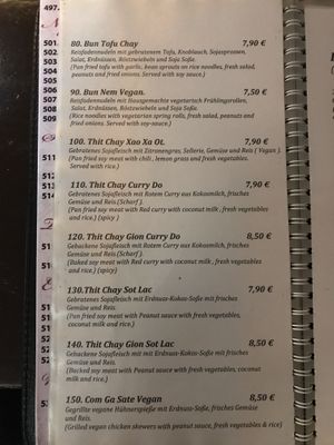 Menu at lila in Berlin