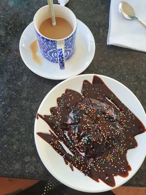 Vegan Brownie and soy masala chai at Cafe Boho in Udaipur