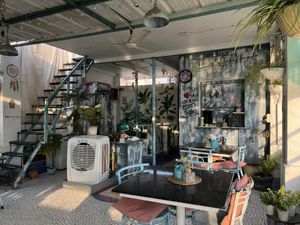 Inside the roof top cafe   at Cafe Boho in Udaipur