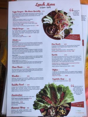 Lunch menu  at Luz del Sol in Mazunte