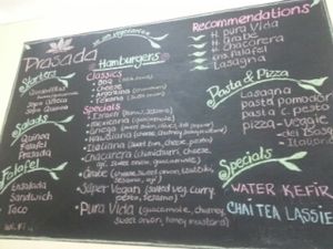 menu board at Prasada in Cusco