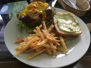 tropical burger at Prasada in Cusco