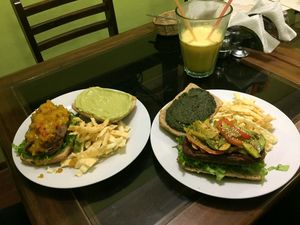 vegan burger  at Prasada in Cusco