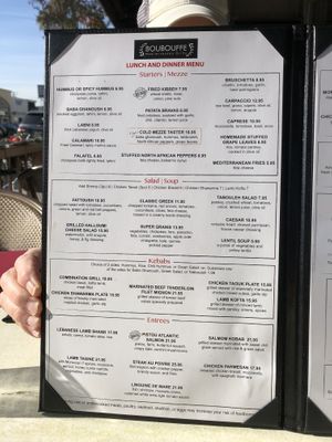 Menu at Boubouffe Mediterranean Grille in Long Beach