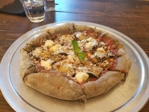 Parmigana w stuffed crust at Picky Wops in East London