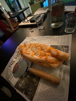 Vegan deep-fried calzone pizza, One of the specials for veganuary 🌱💚 at Picky Wops in East London