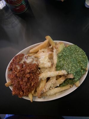 Tricolore loaded fries at Picky Wops in East London