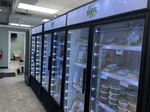 vegan frozen section at Orii - Vegan and Vegetarian Market in Edmonton