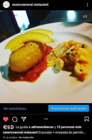 Enyucado y ensalada de palmito at Essence Arenal in El Castillo