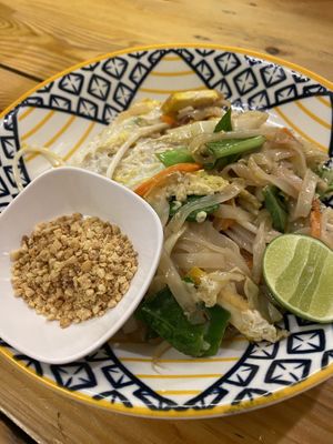 Pad Thai with tofu (mine was with egg but they can also make it without)  at Markintiny in Bangkok