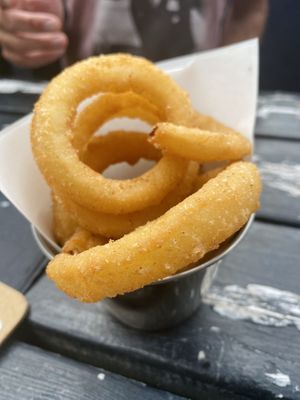 OMG!! Onion rings!!! at Caffi Lolfa in Burry Port