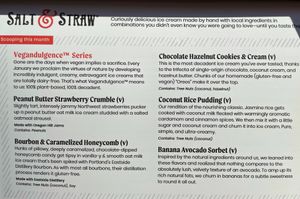 The Veganudulgence Series menu for January 2021 was excellent. at Downtown Disney - Salt & Straw in Anaheim