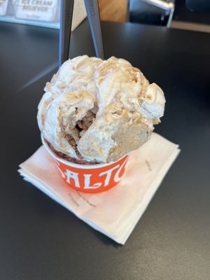 Peanut butter brittle and marionberry cobbler   at Downtown Disney - Salt & Straw in Anaheim