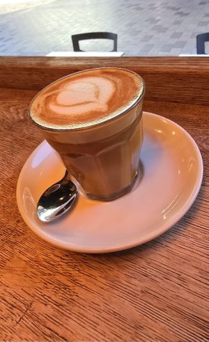 Flat white with almond milk at Balance in South East London