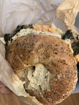Kale ReuBON on Salt & Pepper Bagel  at Big Bon Bodega in Savannah