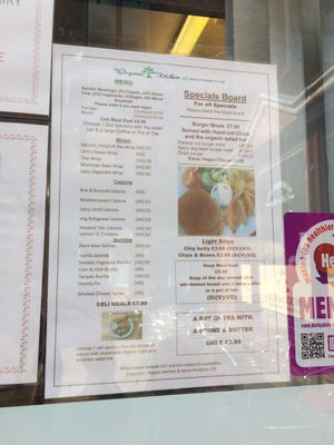 Menu as of September 2017 at Organic Kitchen in Chesterfield