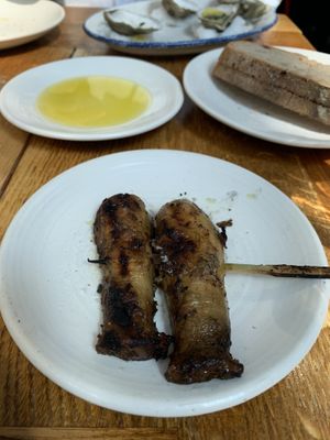 Trumpet mushrooms (under things in a stick) at Terra at Eataly in Boston