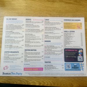 Menu Food  at Boston Tea Party in Taunton