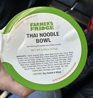 Thai Noodle Bowl ingredients    at ORD - Farmers Fridge - T3 in Chicago