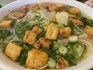 Closeup of the soup  at PHO 5UP in Annapolis