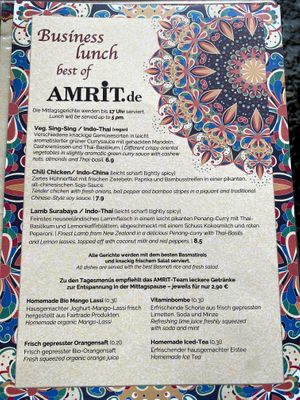 Lunch menu at Amrit in Berlin