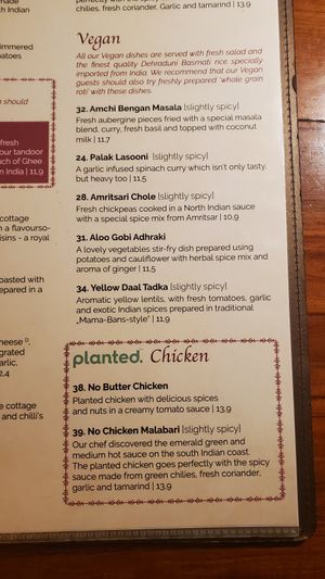 Vegan menu at Amrit in Berlin
