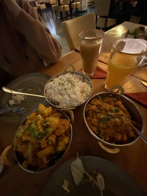 Aloo Goni and chickpea dish  at Amrit in Berlin