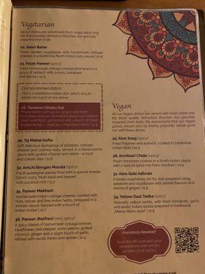 Menu at Amrit in Berlin
