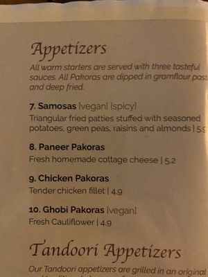 Menu at Amrit in Berlin