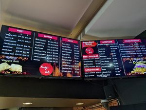 Menu as of March, 2024 at Randy's Roti in Toronto