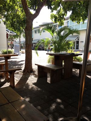 Shadey spots at Jessie's Juice Bar Cafe in Seven Mile Beach