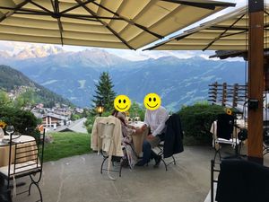 View from terrace in summertime at La Table d'Adrien in Verbier