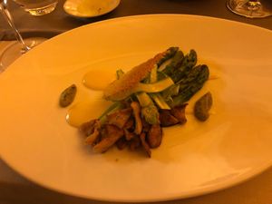 Asparagus and mushrooms at La Table d'Adrien in Verbier