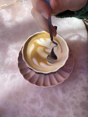 oat milk latte  at Morning Glory in San Diego
