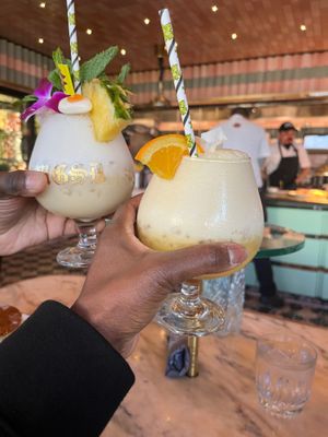 Bananas in pajamas (left) Orange Joolius (right) at Morning Glory in San Diego