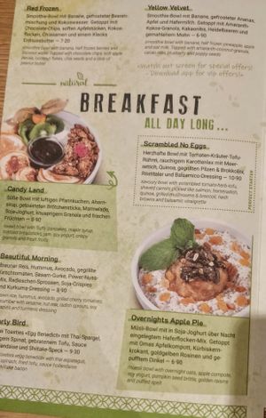 Breakfast menu at King of Greens in Leonberg