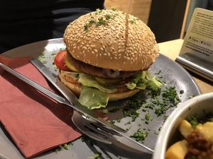 Burger with beyond meat patty  at King of Greens in Leonberg