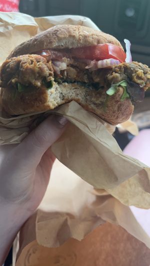 Vegan lentil burger   at Whole Earth Cafe in Gatlinburg