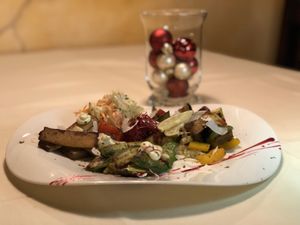 vegan plate = homemade coleslaw, sprouts, vegetables, homemade mayonnaise, coconut flakes at San Marino in Ober-grafendorf