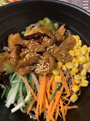 Gong Bao Mushroom With Buckwheats Noodles at Botanict 豐之素 in West Singapore
