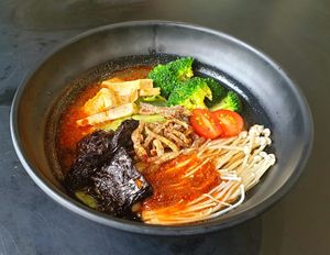 Tomyam spinach mee Hoon Kuay  at Botanict 豐之素 in West Singapore