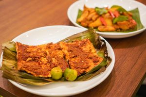 Sambal belecan fish and Lion's mane mushroom rendang at Botanict 豐之素 in West Singapore