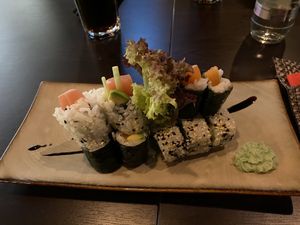 vegan salmon sushi plate at KIM999 in Berlin