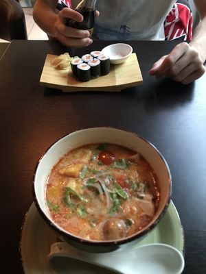 tom kha and vegan tuna rolls  at KIM999 in Berlin