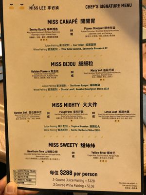 Chef’s Signature Menu - Dinner menu at Miss Lee in Hong Kong Island