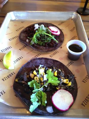 Vegan tacos with impossible meat at Taquiza - Collins Ave in Miami Beach