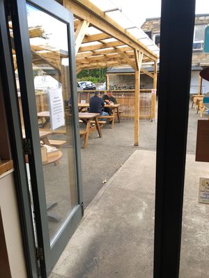 Outside seating   at Escape Route Café in Pitlochry