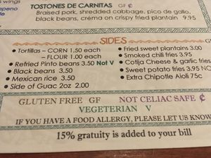 Vegan sides  at Casa 43 Mexican Kitchen and Tequila Bar in Seven Mile Beach